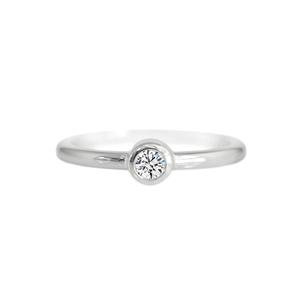 Petite Diamond Bezel Ring White Gold