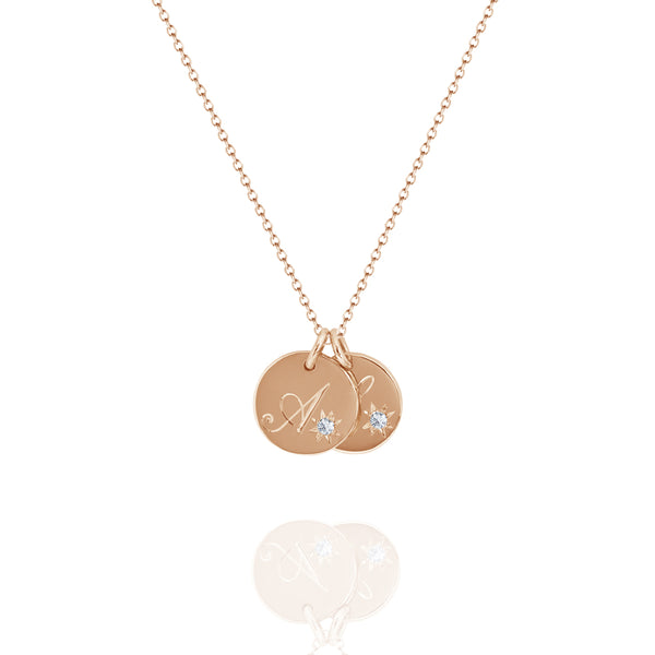 rose gold double initial necklace