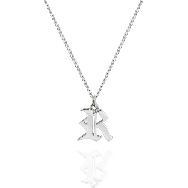 R letter Necklace White Gold