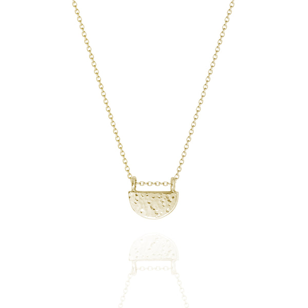 Textured Half Circle Necklace Yellow Gold