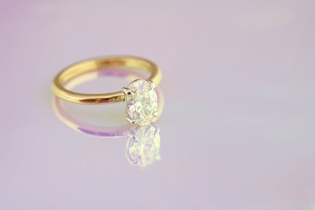 Oval Diamond Solitaire Engagement Ring Yellow Gold