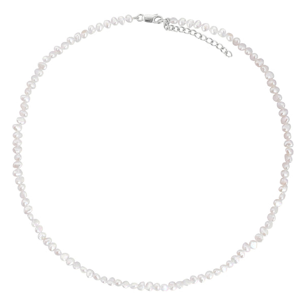Petite Baroque Pearl Choker Necklace White Gold