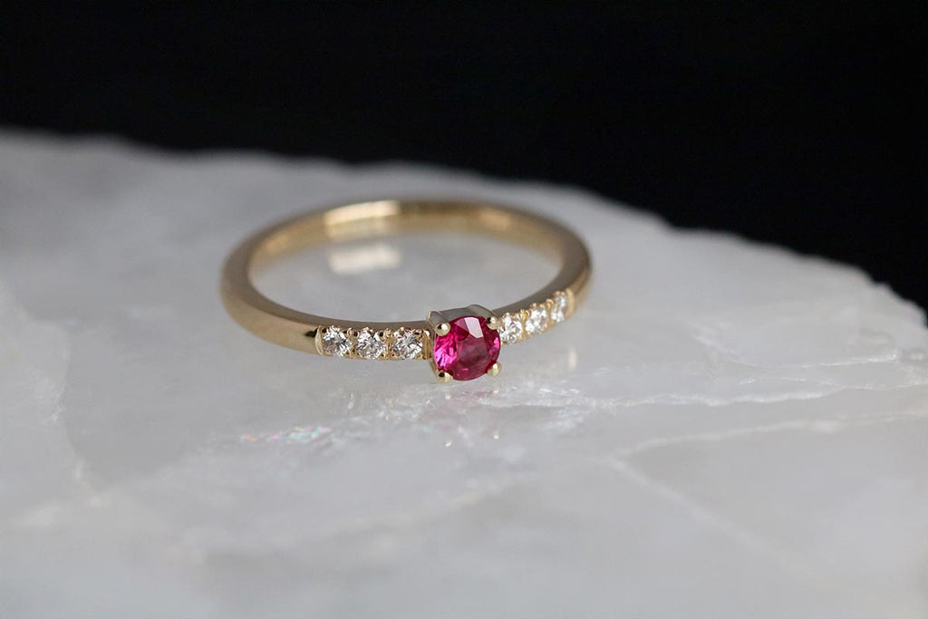 Ruby Ring with Diamonds 9ct Yellow Gold