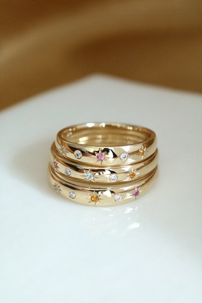 Birthstone Ring With Alternating Settings Yellow Gold