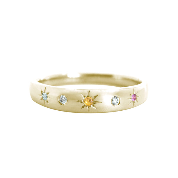 Birthstone Ring With Alternating Settings Yellow Gold
