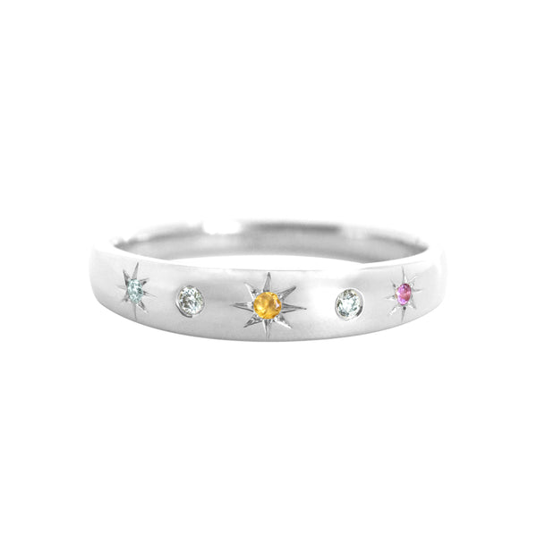 Birthstone Ring With Alternating Settings White Gold