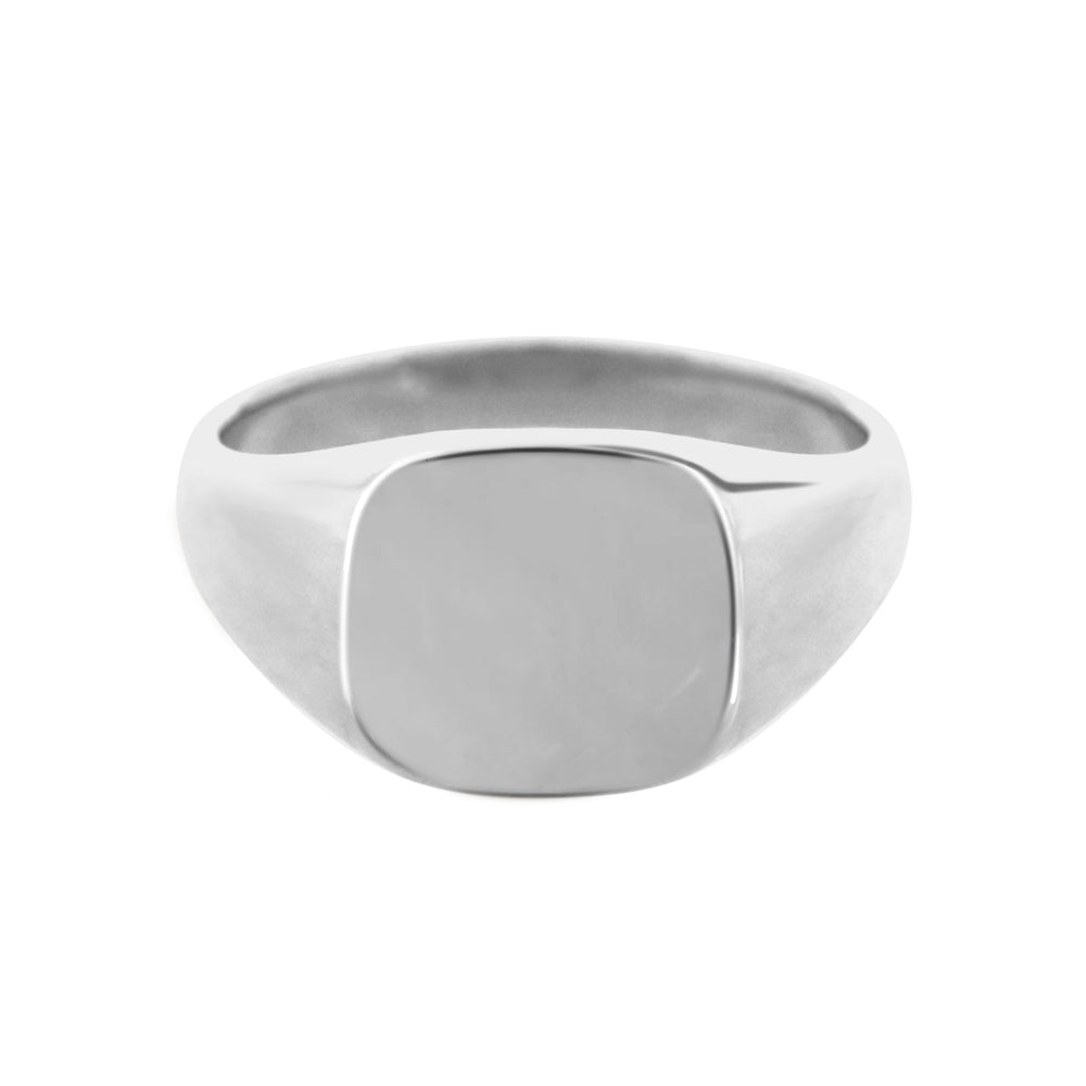 Cushion Signet Ring White Gold