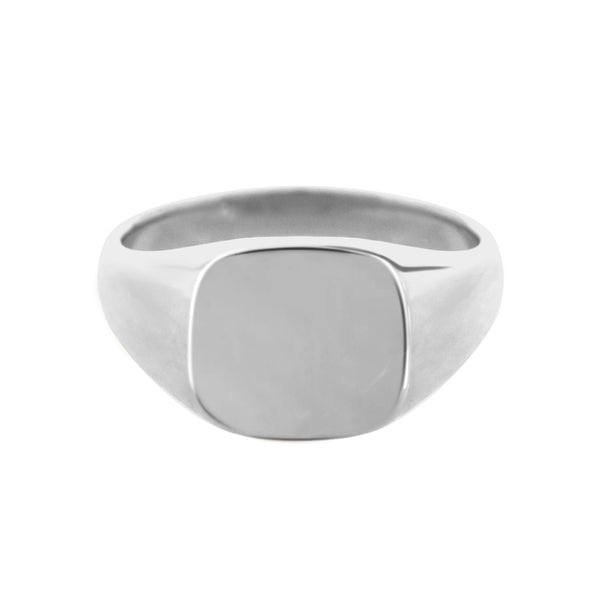 Cushion Signet Ring White Gold
