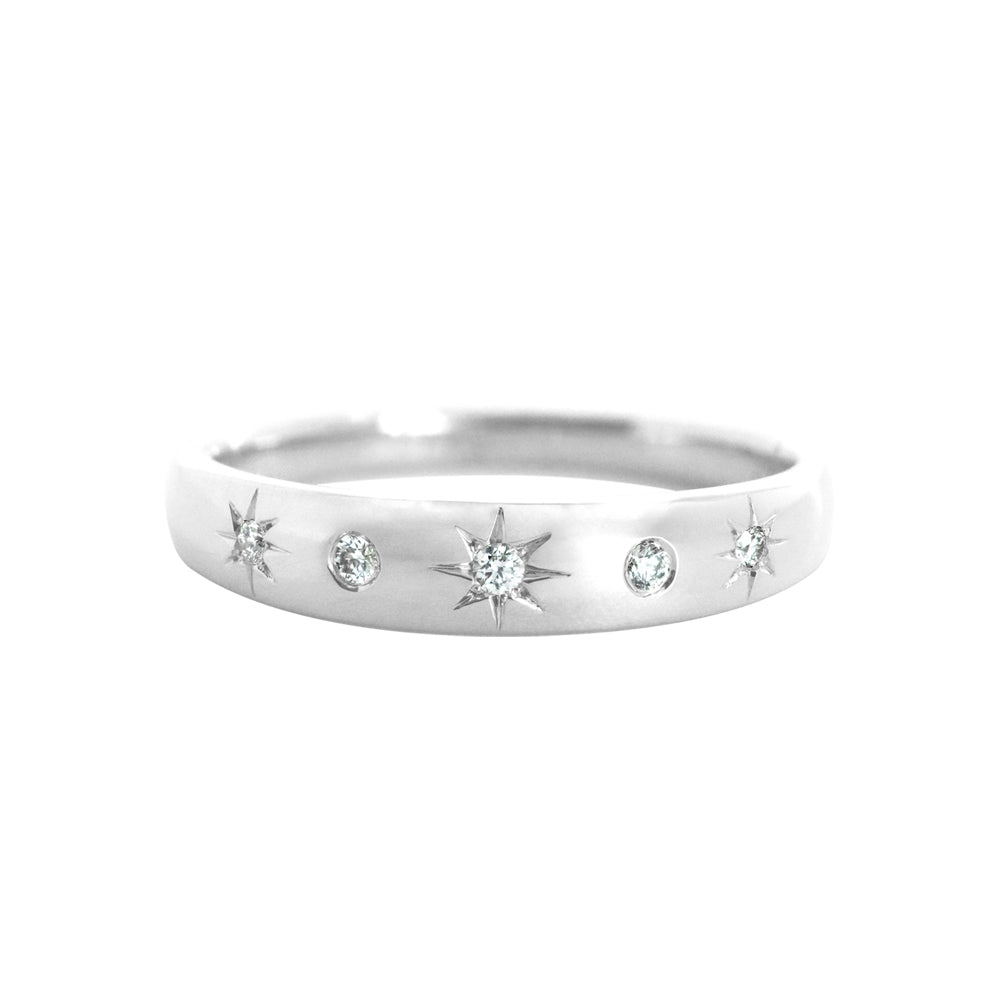 Diamond Band With Alternating Settings White Gold