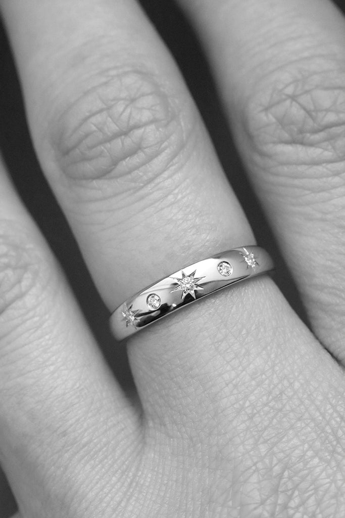 Diamond Band With Alternating Settings White Gold