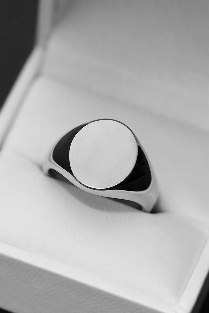 Extra Large Oval Signet Ring White Gold