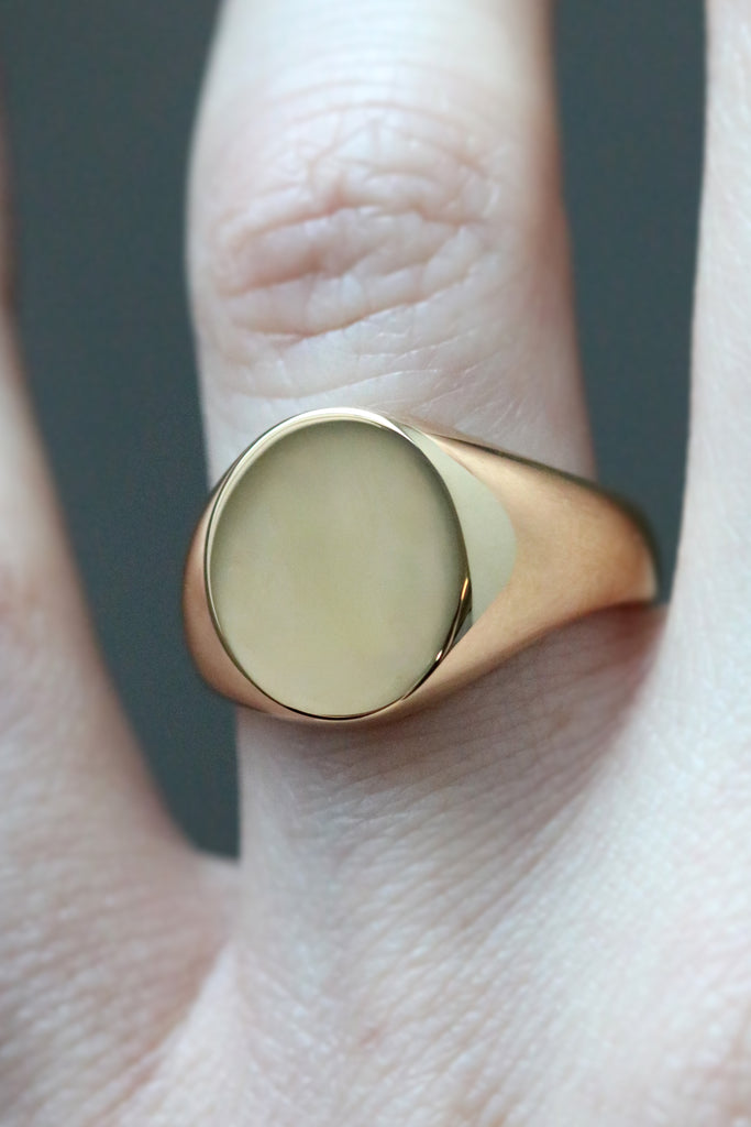 Extra Large Oval Signet Ring Yellow Gold