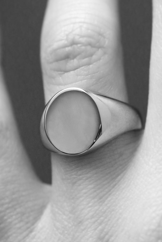 Extra Large Oval Signet Ring White Gold