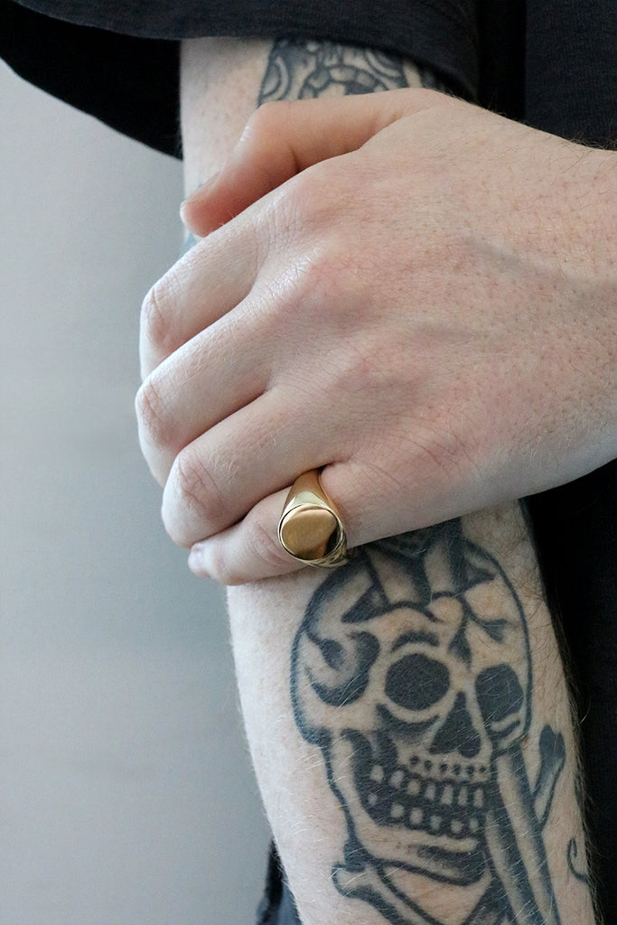 Extra Large Oval Signet Ring Yellow Gold