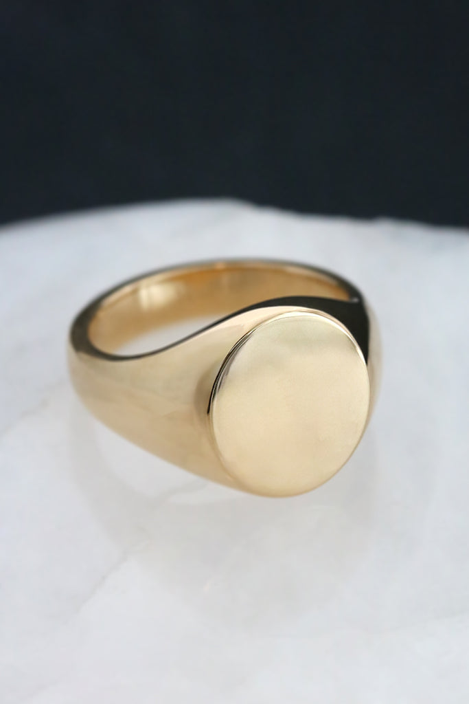 Extra Large Oval Signet Ring Yellow Gold