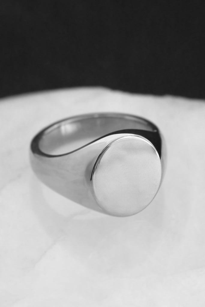 Extra Large Oval Signet Ring White Gold