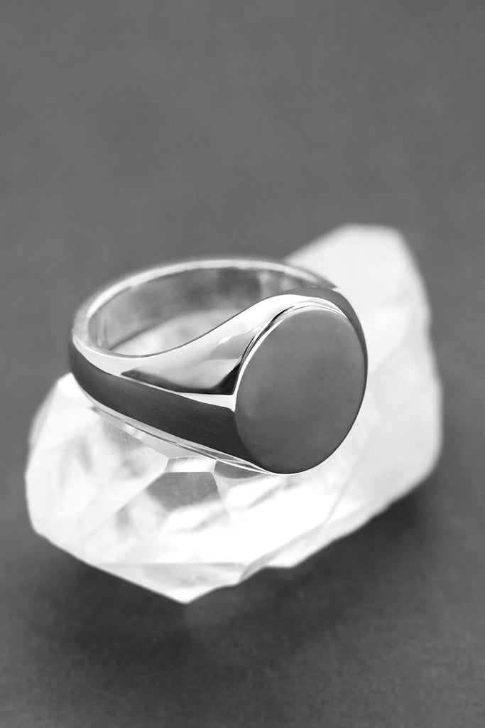 Extra Large Oval Signet Ring White Gold