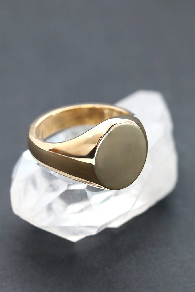 Extra Large Oval Signet Ring Yellow Gold