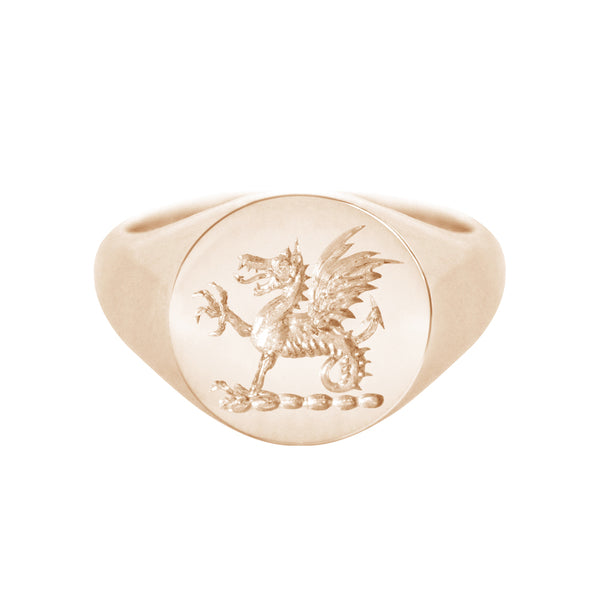 Wax Seal Engraved Round Signet Ring Rose Gold
