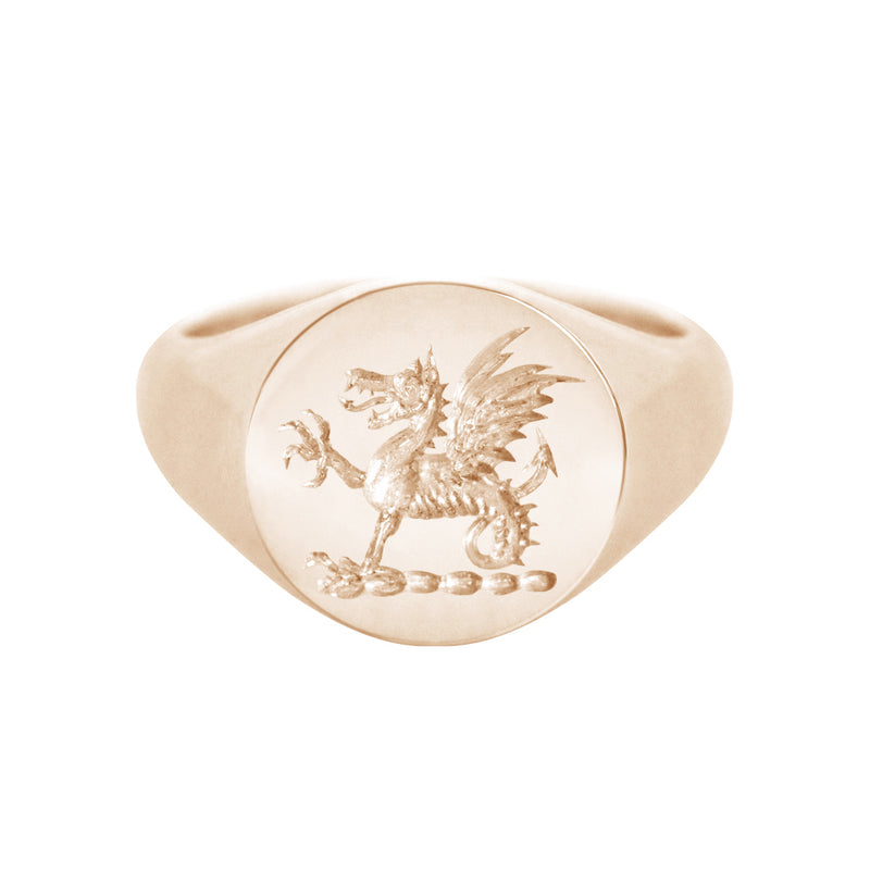 Wax Seal Engraved Round Signet Ring Rose Gold