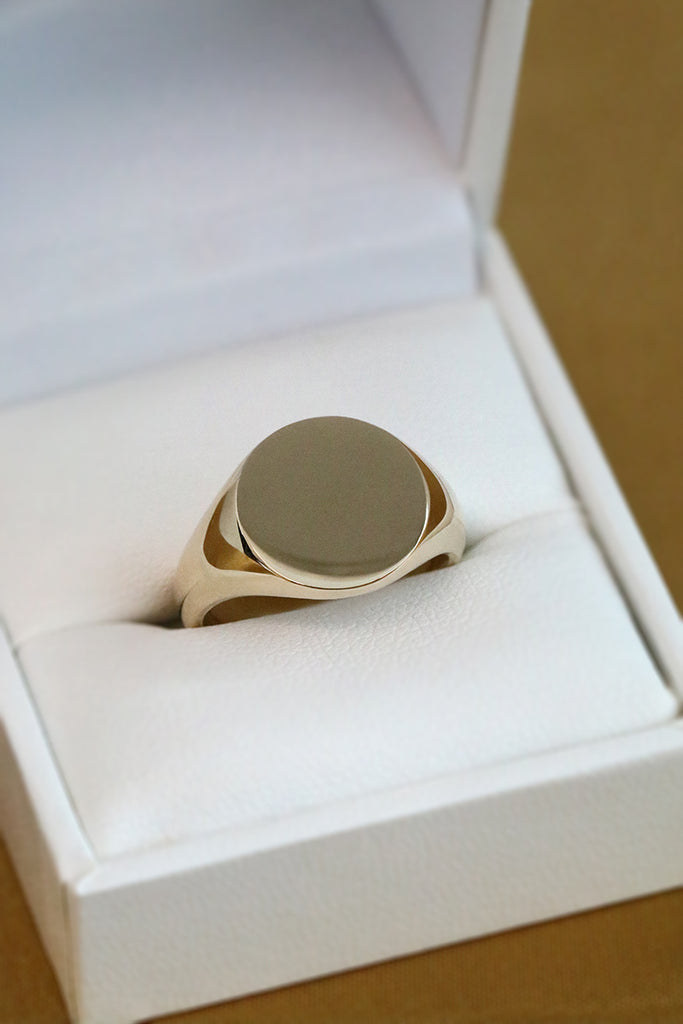 Extra Large Round Signet Ring Yellow Gold