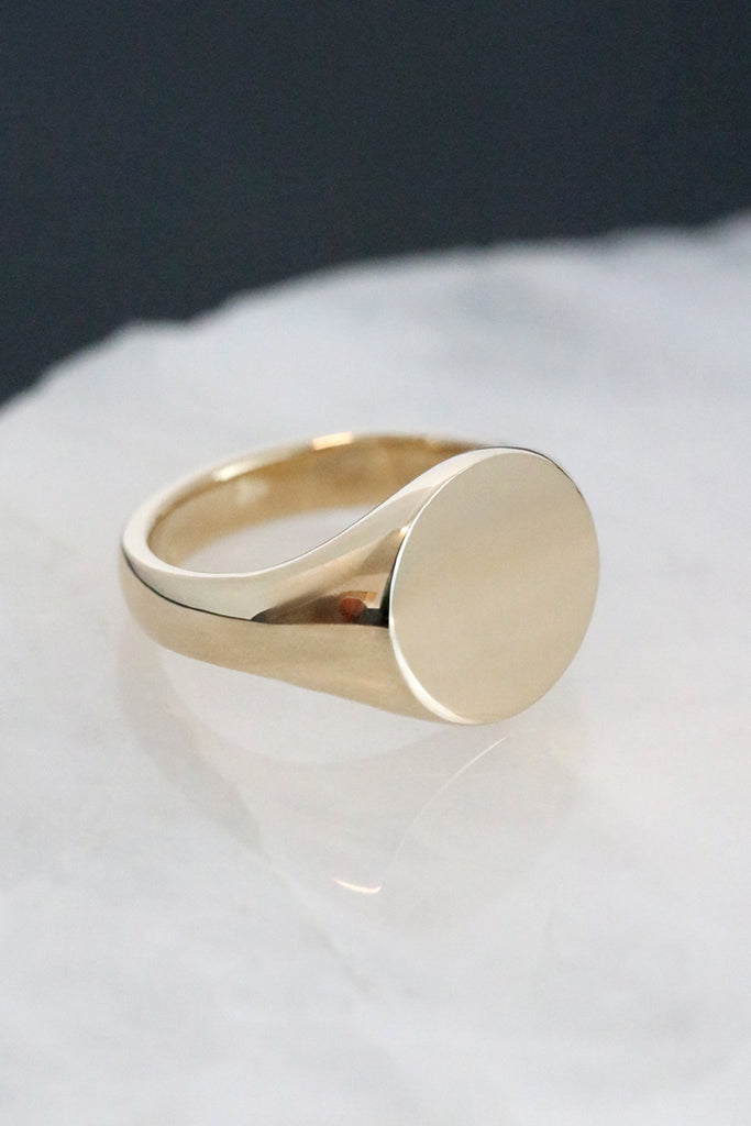 Extra Large Round Signet Ring Yellow Gold