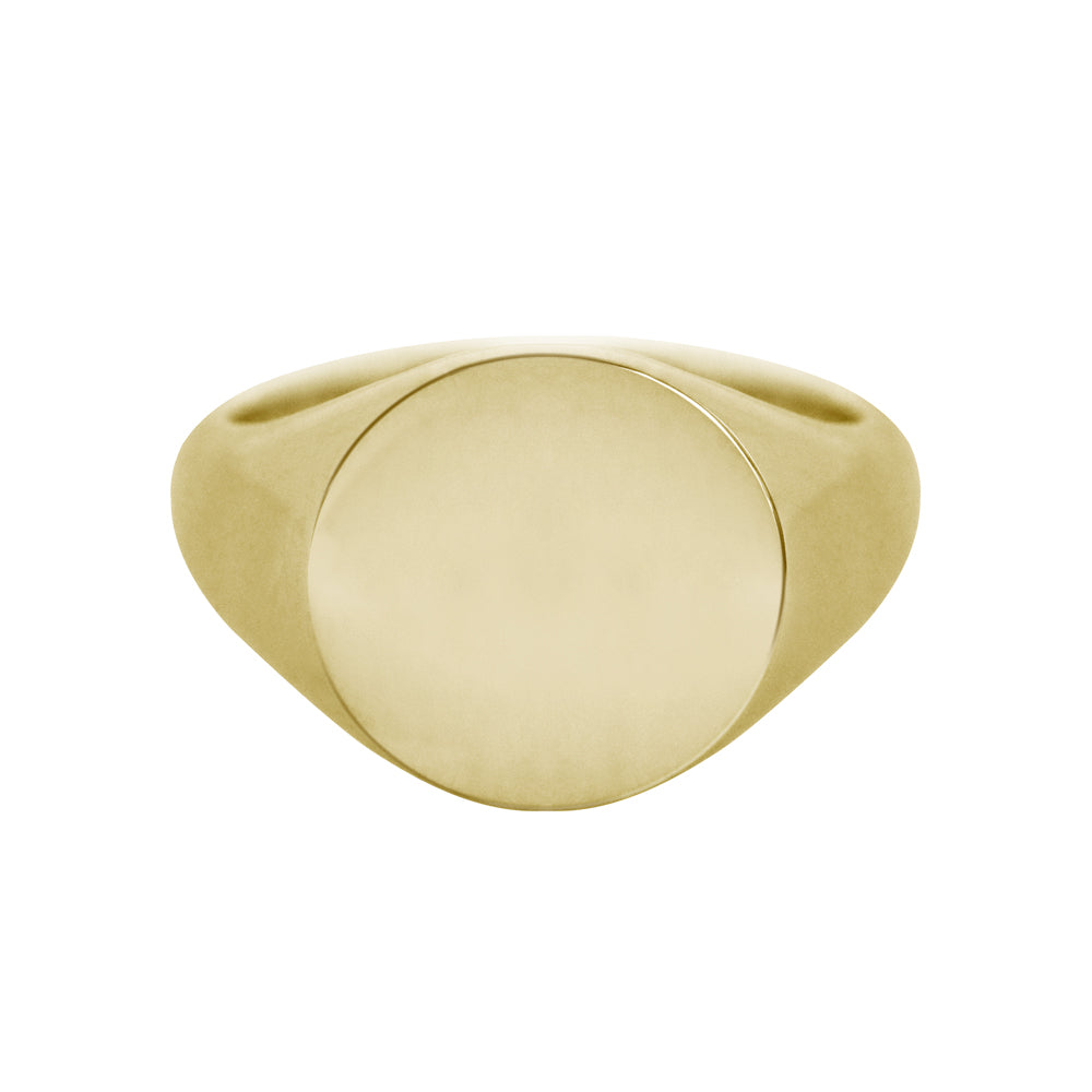 Extra Large Round Signet Ring Yellow Gold Scarlett Jewellery Label