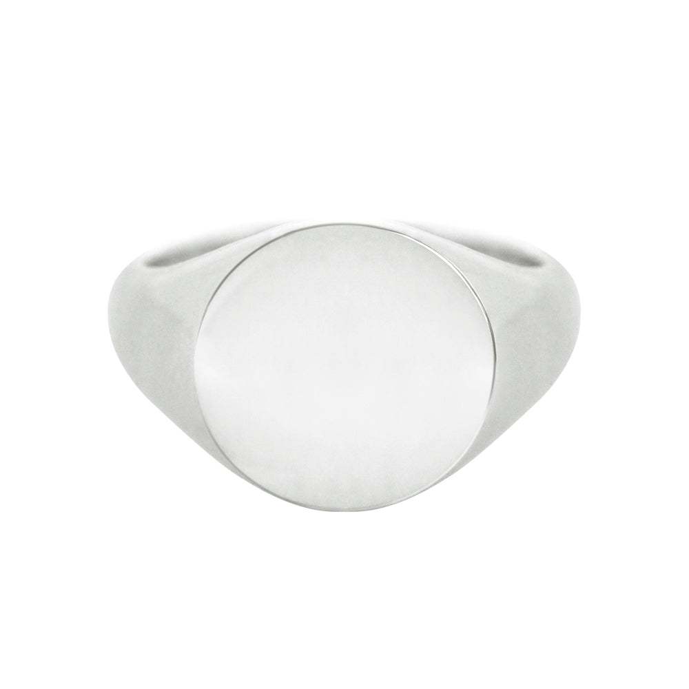 Extra Large Round Signet Ring White Gold