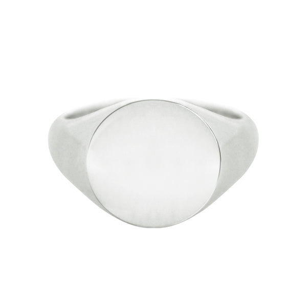 Extra Large Round Signet Ring White Gold