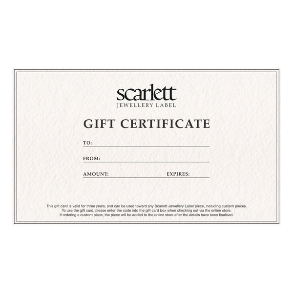 Scarlett Jewellery Label Physical Gift Card