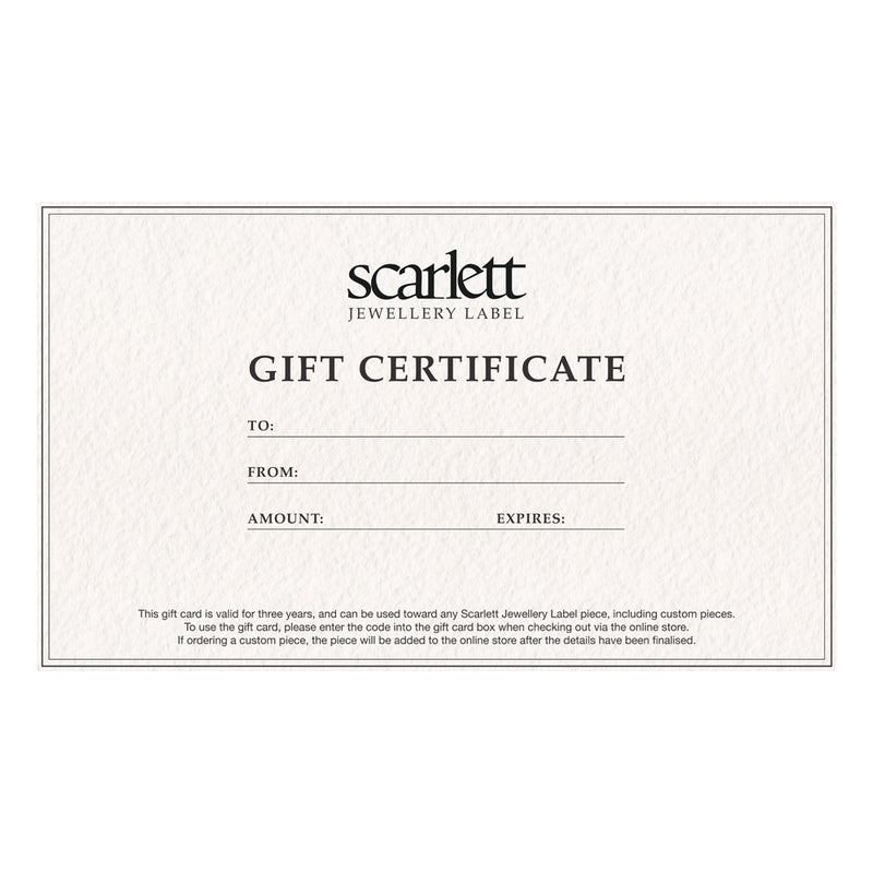 Scarlett Jewellery Label Physical Gift Card