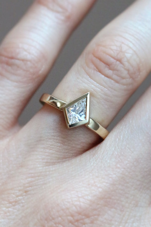 Bezel Set Kite Diamond Ring Yellow Gold
