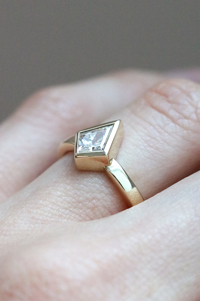Bezel Set Kite Diamond Ring Yellow Gold