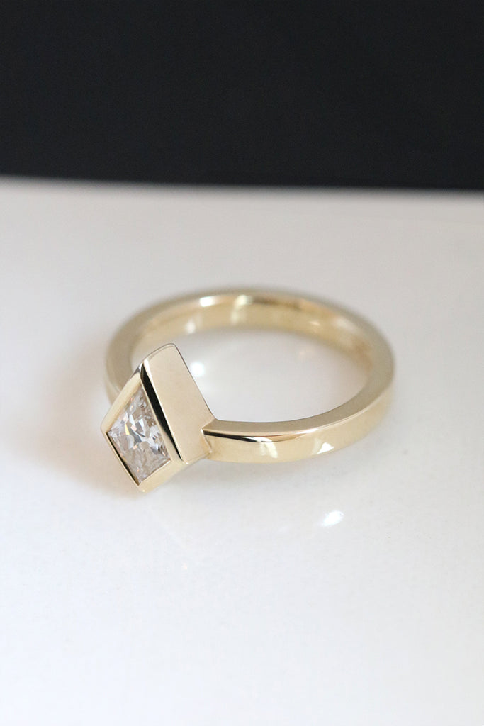 Bezel Set Kite Diamond Ring Yellow Gold