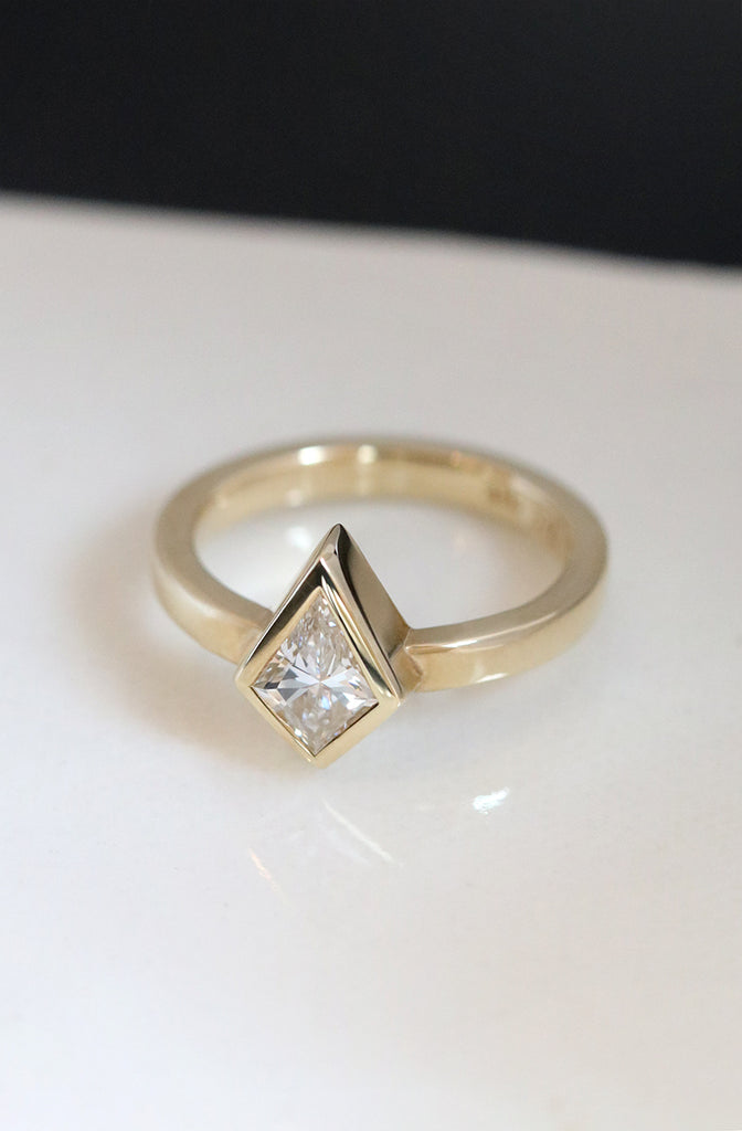Bezel Set Kite Diamond Ring Yellow Gold