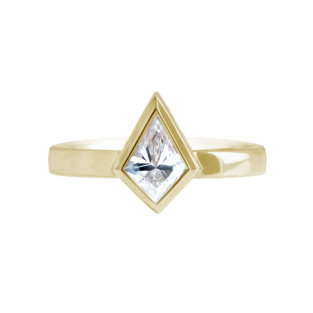 Bezel Set Kite Diamond Ring Yellow Gold