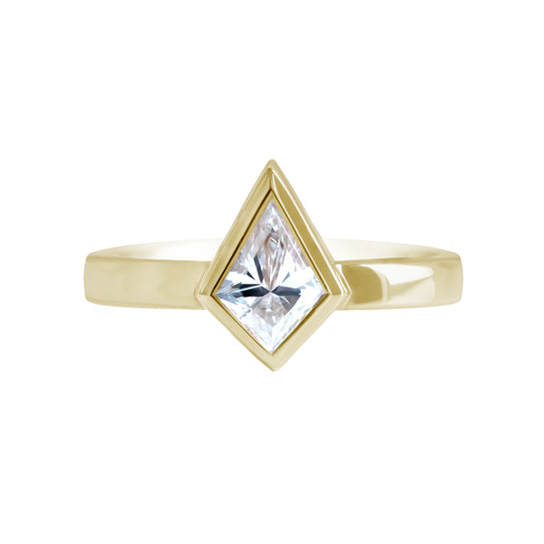 Bezel Set Kite Diamond Ring Yellow Gold