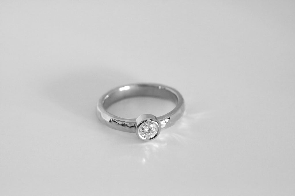 Molten Ring With Bezel Set Diamond Rose Gold