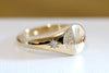 Petite Initial Signet Ring with Star Set Diamonds Yellow Gold