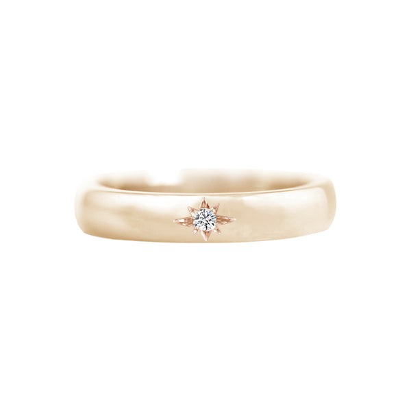 Star Set Tiny Diamond 3.5mm Wide Band Ring Rose Gold