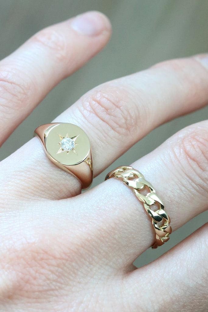 Wide Chain Ring Yellow Gold