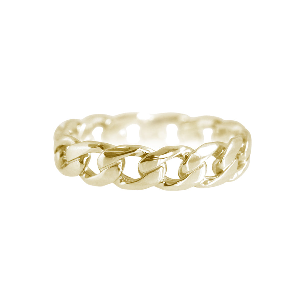 Wide Chain Ring Yellow Gold