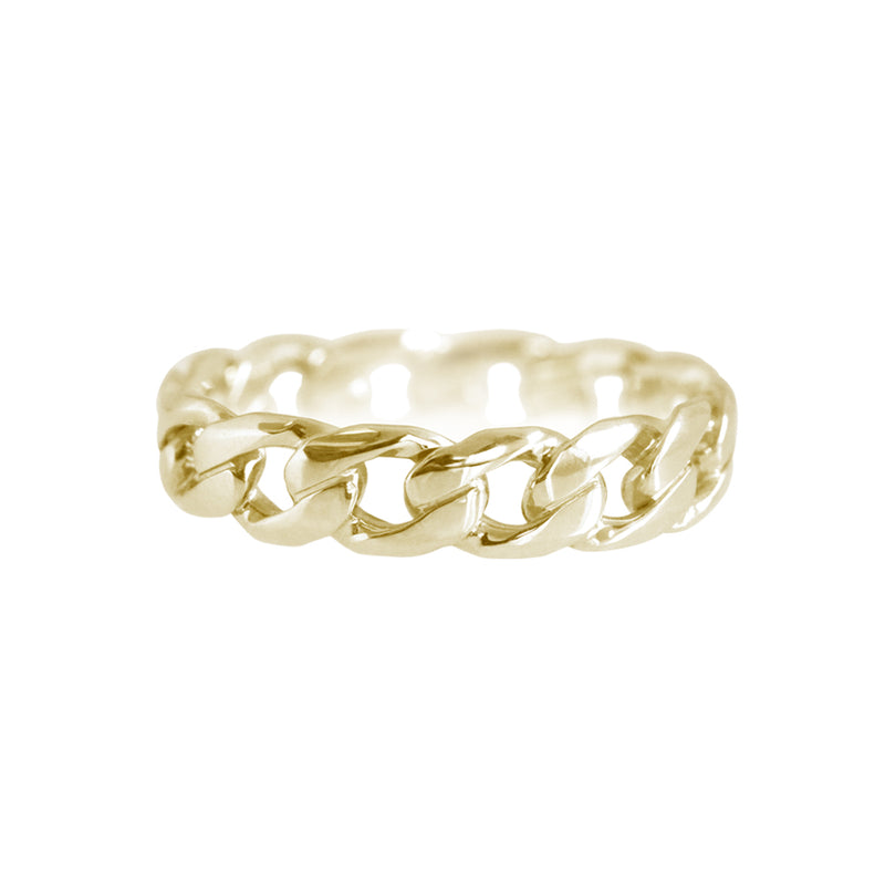 Wide Chain Ring Yellow Gold