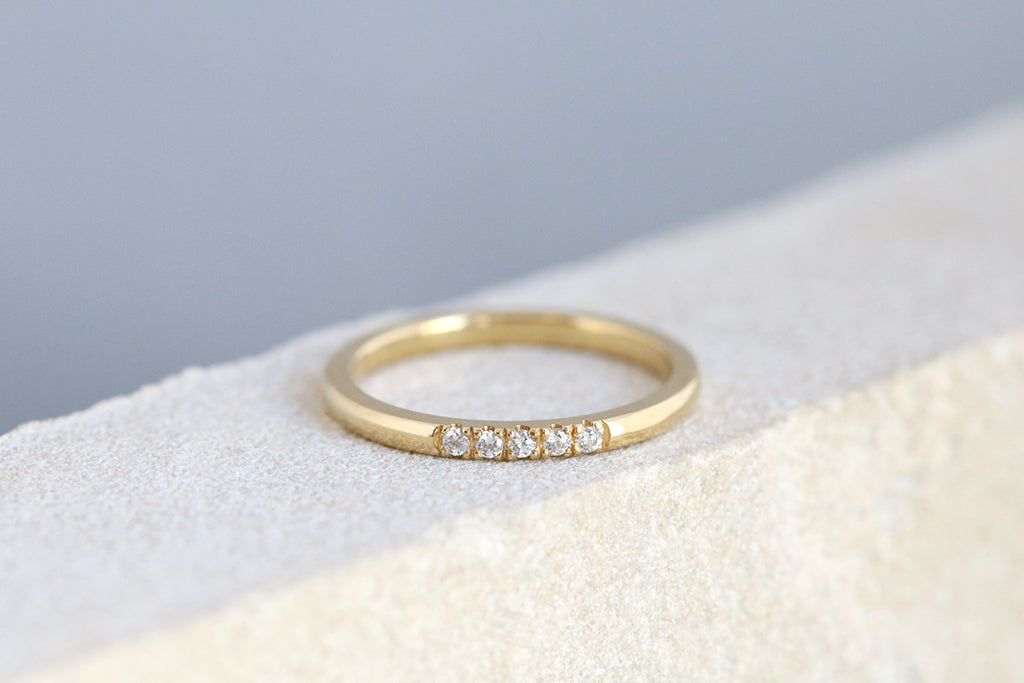 Petite Five Diamond Stacker Ring Yellow Gold