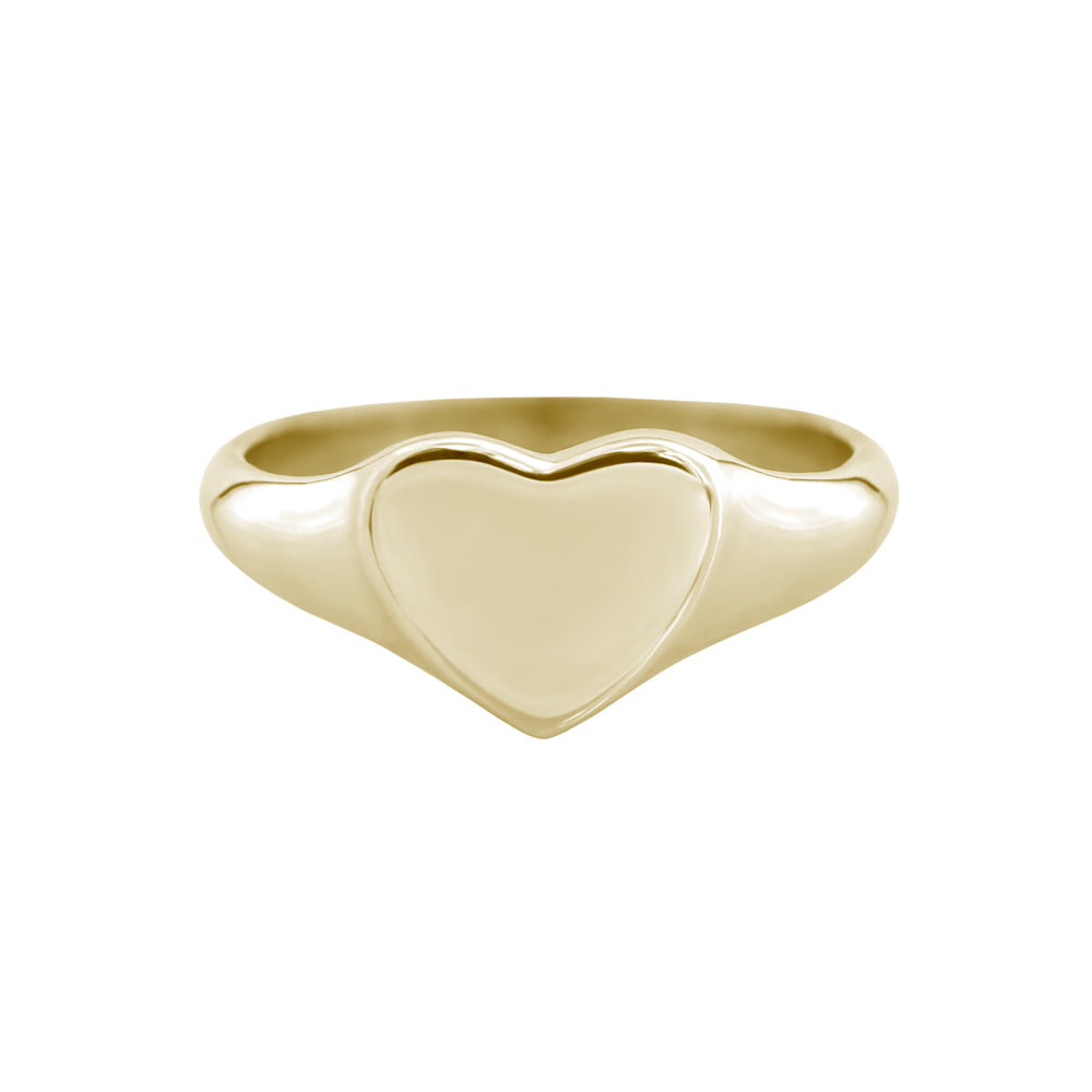 Small Heart Signet Ring Yellow Gold