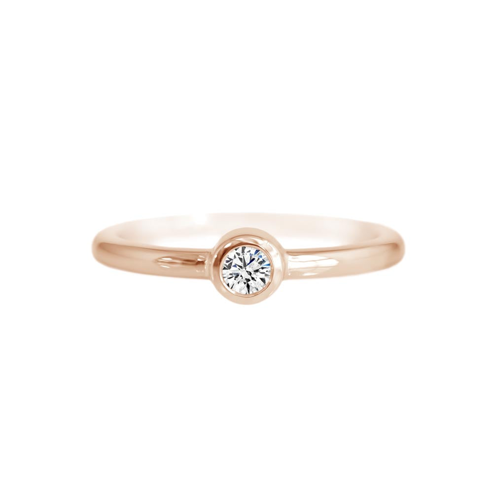 Petite Diamond Bezel Ring Rose Gold