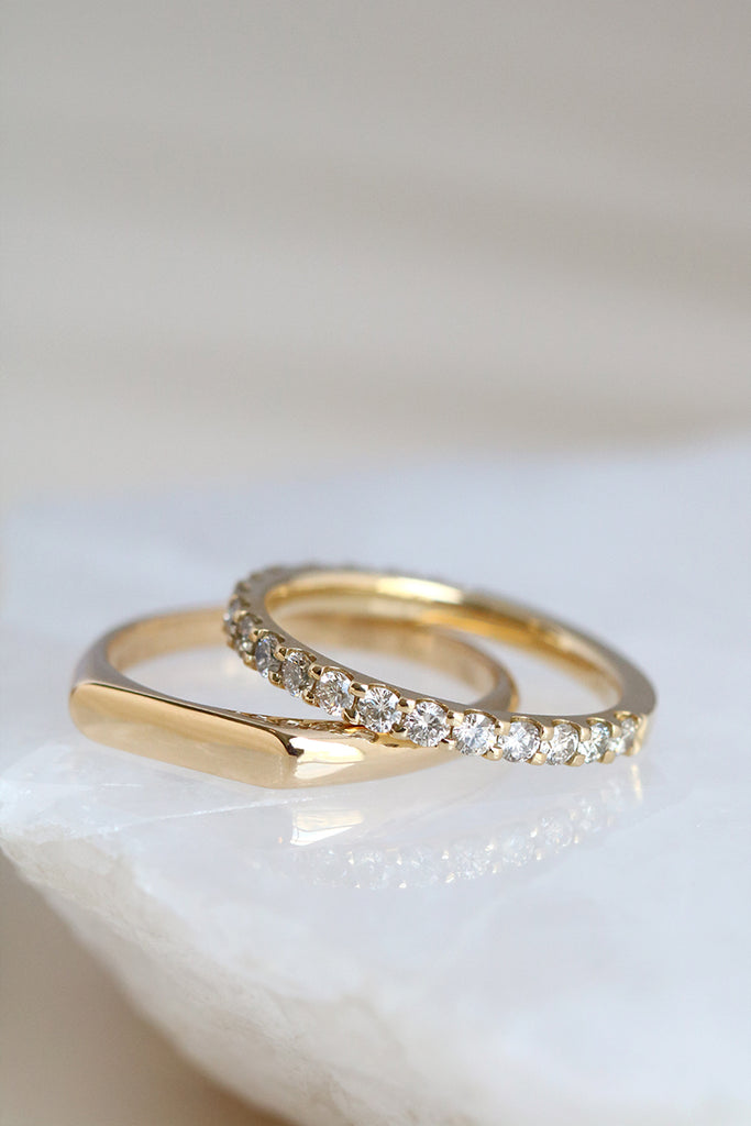Champagne Diamond Shared Claw Ring Yellow Gold
