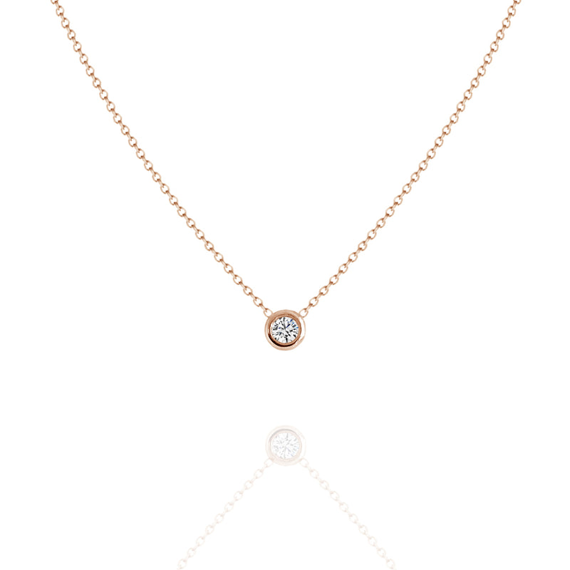 Rose gold bezel set diamond necklace Clearance