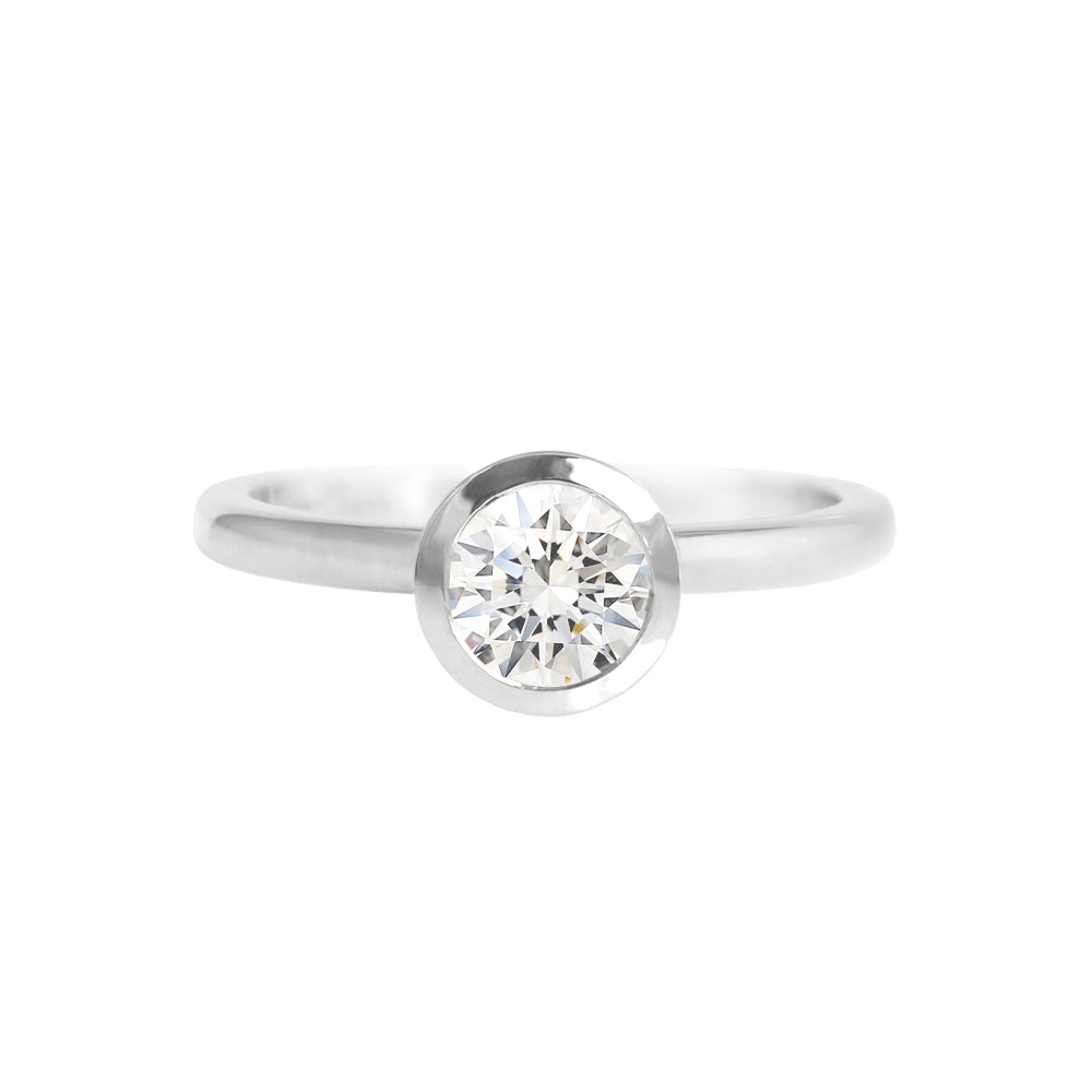 Bezel Set Diamond Ring White Gold