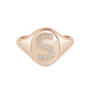 diamond initial signet ring rose gold